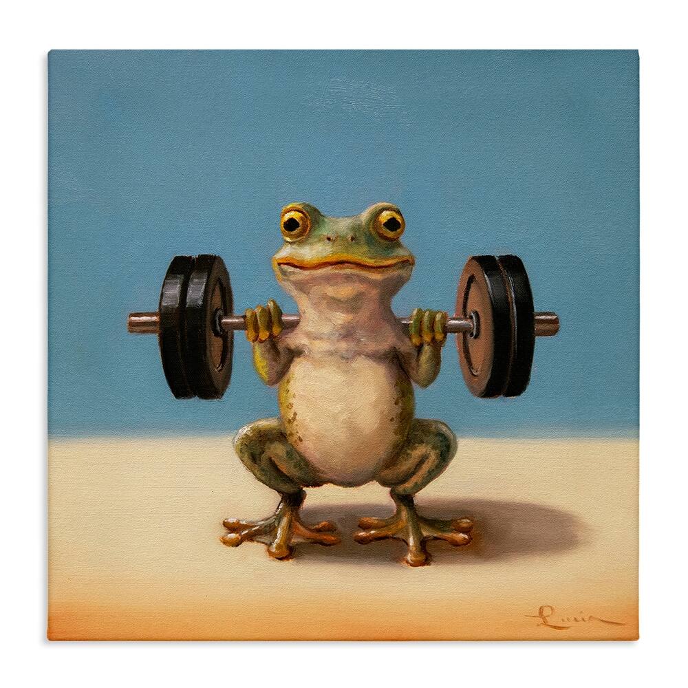 Stupell Weightlifting Frog Training Canvas Wall Art Design By Lucia Heffernan