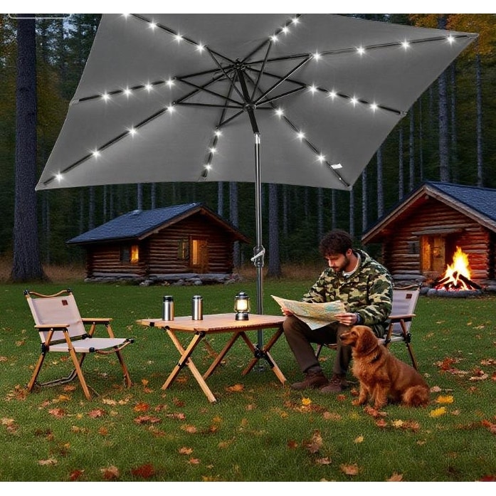 Sun Umbrella Solar Umbrella with LED Lights, Capable of fitting an outdoor table