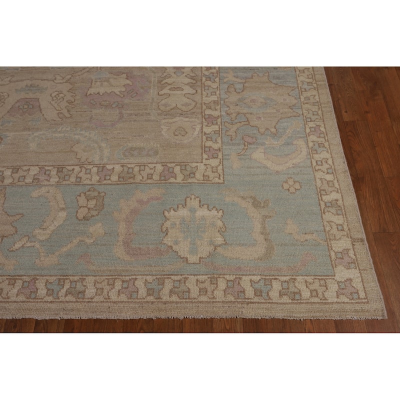 Oushak Turkish Area Rug Hand-Knotted Floral Wool Carpet - 8'1"x 9'6"