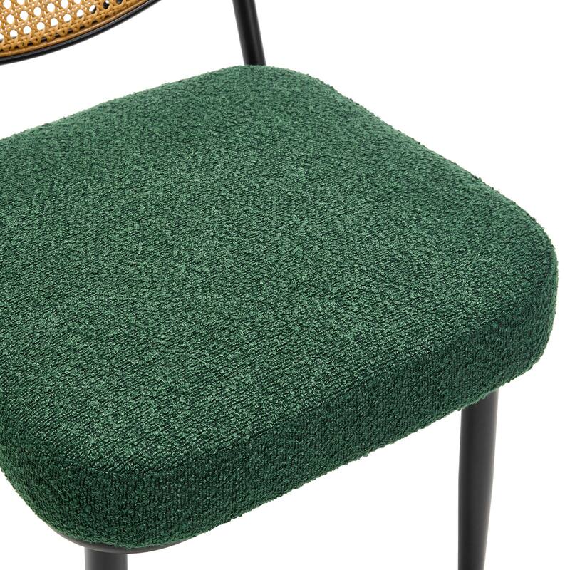 Upholstered Rattan Dining Chairs Set of 2 Side Chair - 33.86"H x 18.9"W x 22.83"D