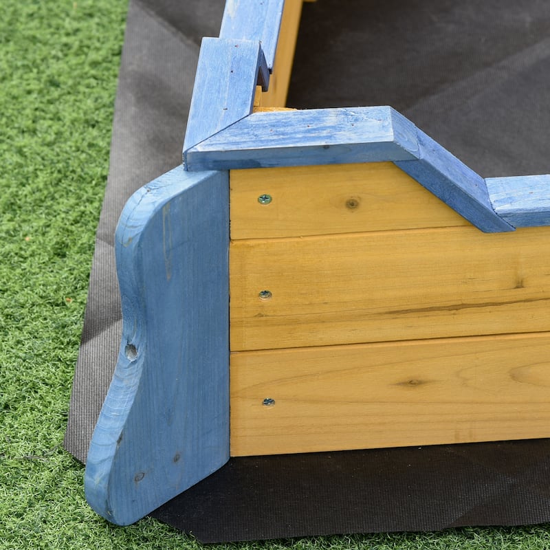 Outsunny Large Outdoor Kids Sandbox Backyard Toy, Cedar Wood Sandbox - 62.25"x 30.75"x 18"
