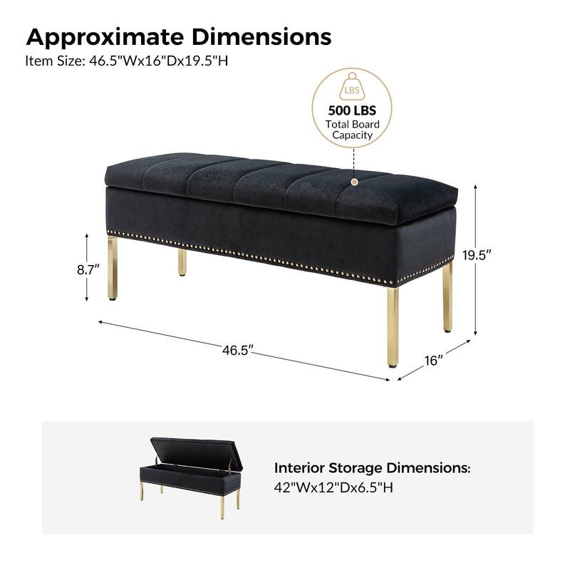 Egmont Contemporary Velvet Flip-Top Storage Bench by HULALA HOME