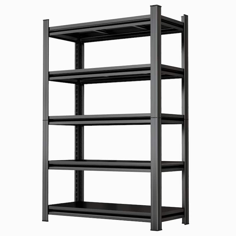 5 Tier Storage Shelves, 2200LBS Adjustable Metal Shelving Unit, Black, Needs Assembly - Black