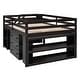 preview thumbnail 19 of 57, Artsy Full Size Loft Bed with Retractable Writing Desk and 3 Drawers, Wooden Loft Bed with Storage Stairs and Shelves, Espresso