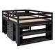preview thumbnail 22 of 43, Full Size Storage Bed All-in-one Wooden Loft Bed with Retractable Writing Desk, Drawers, Storage Stairs and Shelves