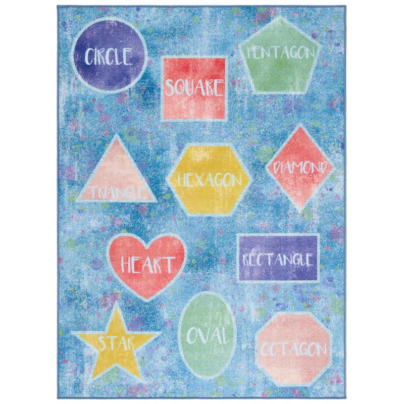 SAFAVIEH Kids Playhouse Machine Washable Slip Resistant Cheryle Neighborhood - 6' 7" x 9' - Blue/Pink