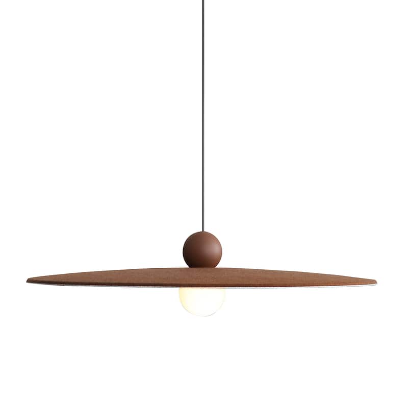 Golden Lighting Faroe 24in Integrated LED Pendant in Coffee/Black Felt - Brown