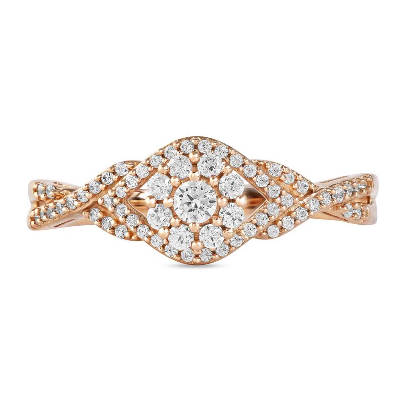 1/3ct TDW Diamond Cluster Engagement Ring in 10k Gold for Women