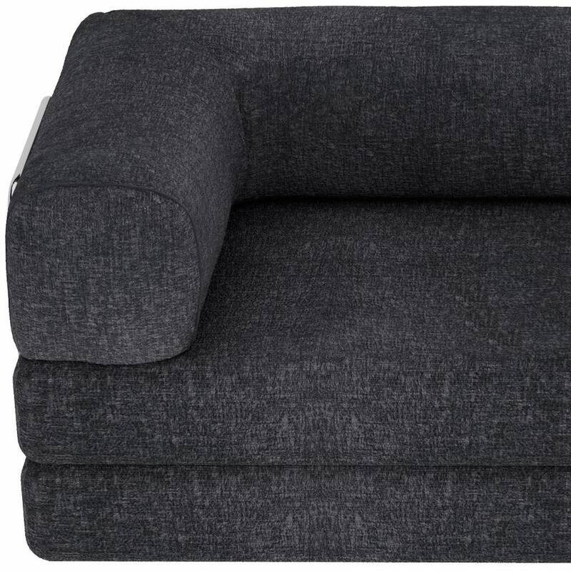 HomeRoots 82" Gray Chenille Modular Stainless Steel Sofa