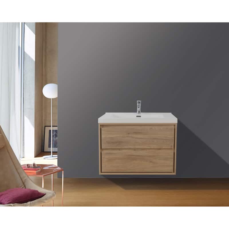 Sage 30“ wall mounted bathroom vanity with single basin acrylic top
