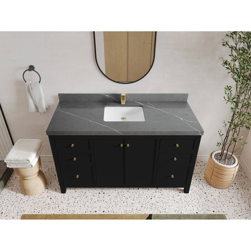 Willow Collections 60 in. W x 22 in. D Chicago Single Bowl Sink Bathroom Vanity with Countertop