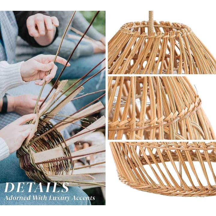 Callie Rattan Pendant Light - Natural Bell 1-Light Handwoven Ceiling Light For Modern, Transitional, Farmhouse Room Decor - 14" - Lampshade Only - Natural Brown