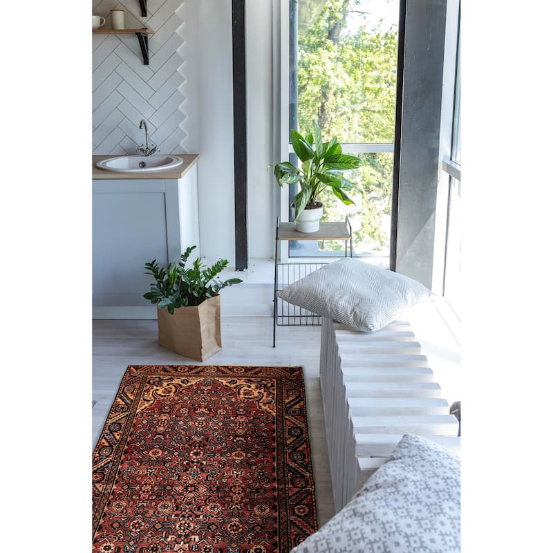 ECARPETGALLERY Hand-knotted Andelz Red Wool Rug - 3'3 x 9'6