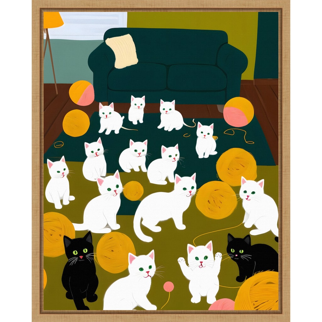 Cats a Wool by Uma Gokhale Framed Canvas Wall Art