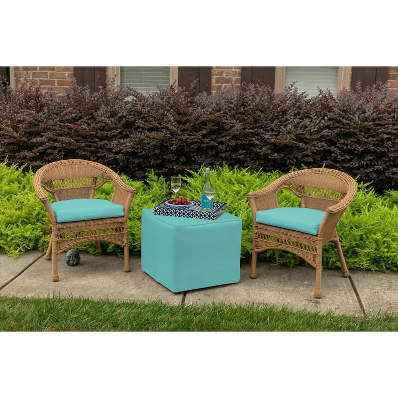 Sunbrella Solid Fabric 1-Piece Indoor/Outdoor Wicker Seat Pad, 18"W x 18"L