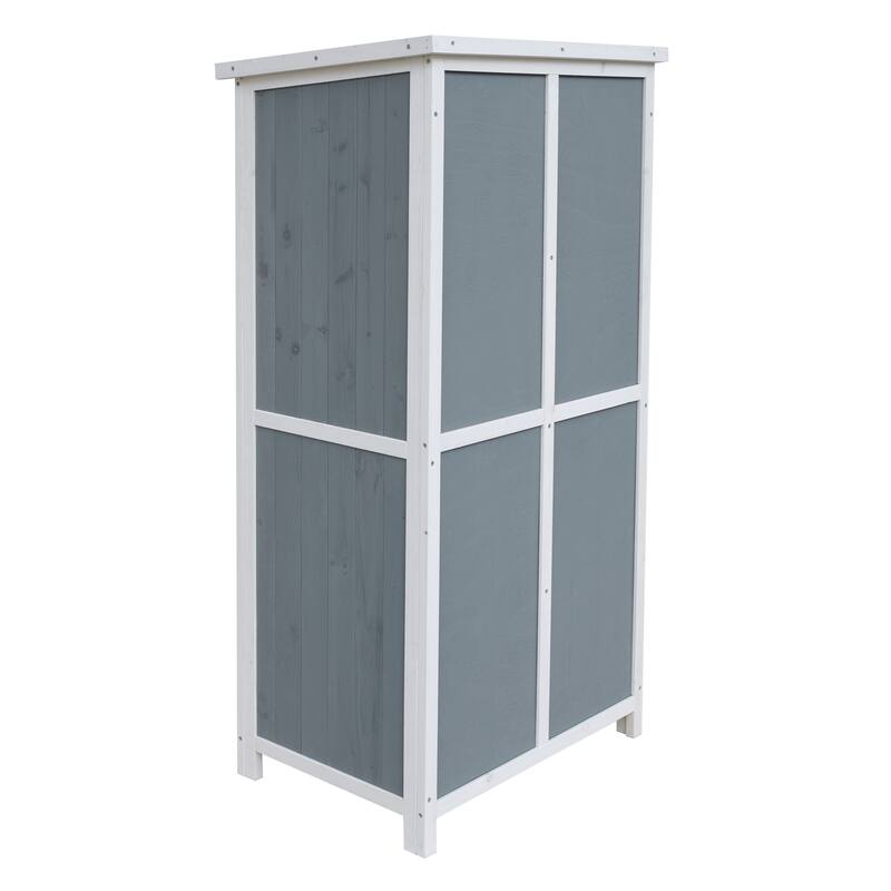 Roomfitters 54 Inch Two-Tone Outdoor Storage Shed with Sloped Roof, Gray and White