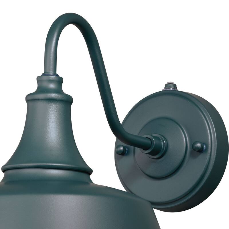 Dorado 1 Light Dusk to Dawn Green White Farmhouse Barn Dome Outdoor Wall Lantern - 9-in W x 13.25-in H x 9-in D