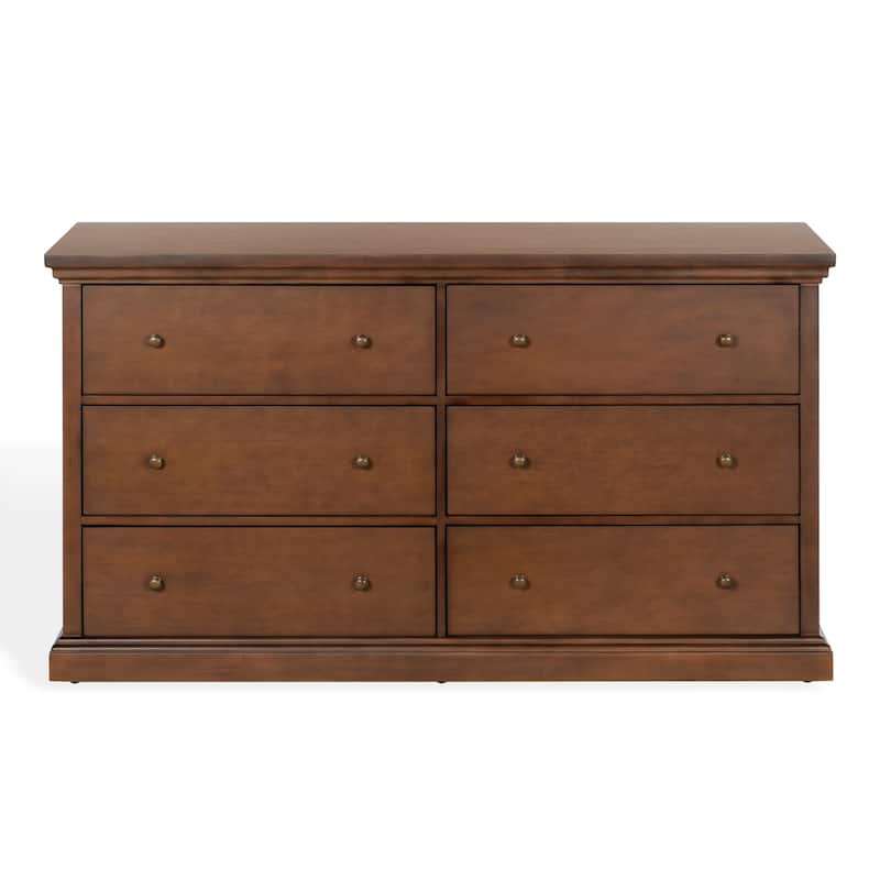 SAFAVIEH Couture Lizzy 6-Drawer Wood Dresser - Walnut/Brass