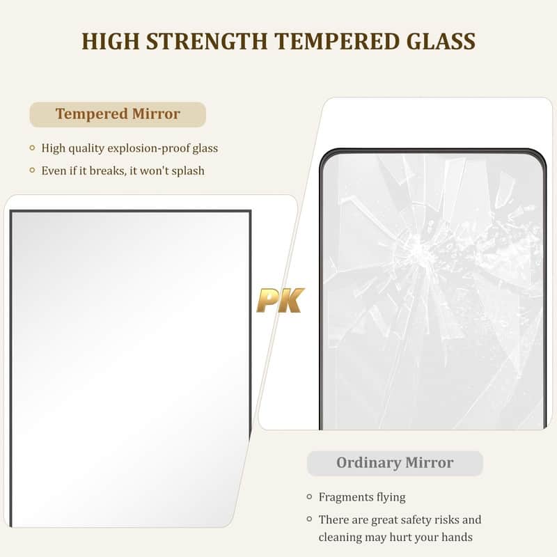 Black Modern Aluminum Square Mirror for Living Room