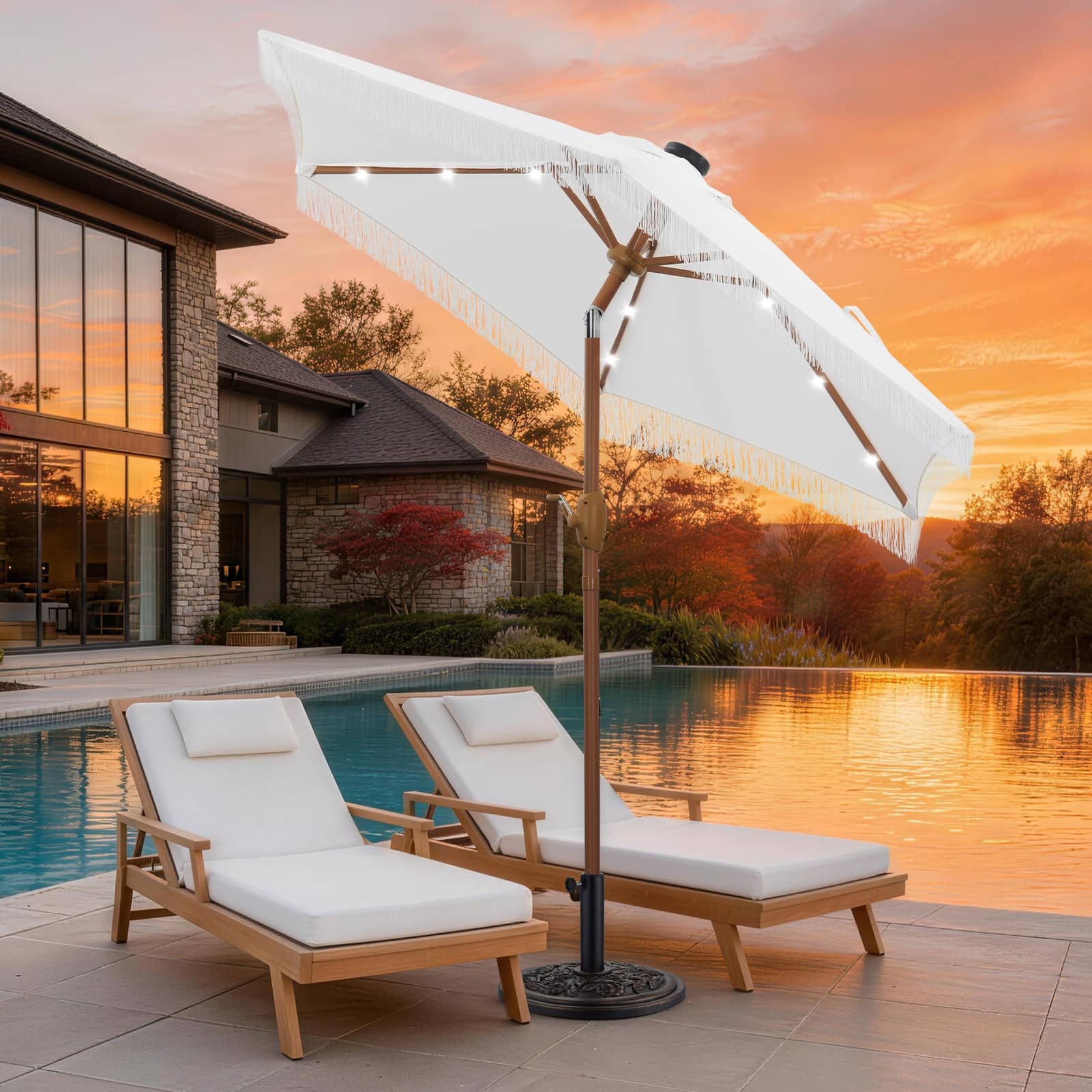 7.5 patio umbrella with solar lights Outsunny 9' x 7' LED & Tilt Crank touch and superior appearance 7.5 Feet Solar Umbrella with