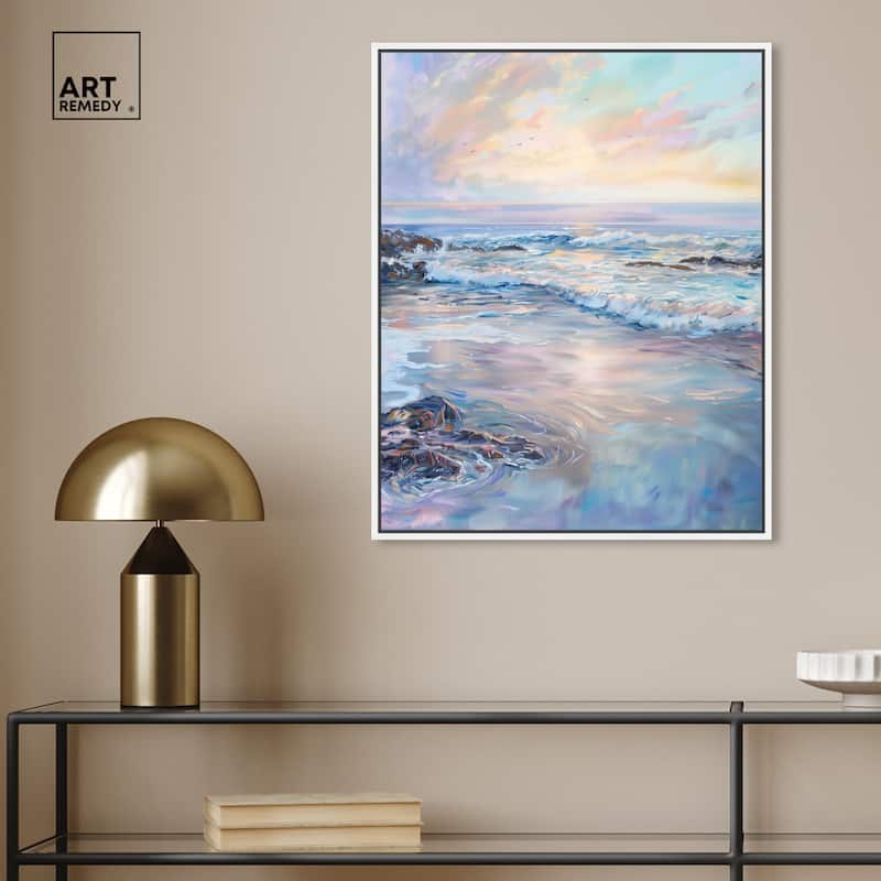 Art Remedy Dreamy Shoreline Framed Sailing 1 Piece Canvas Wall Art