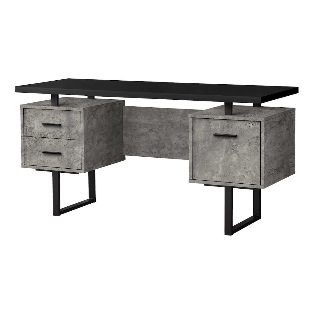 Computer Desk, Home Office, Laptop, Left, Right Set-up, Storage Drawers, 60"l, Work, Black And Grey Concrete Laminate