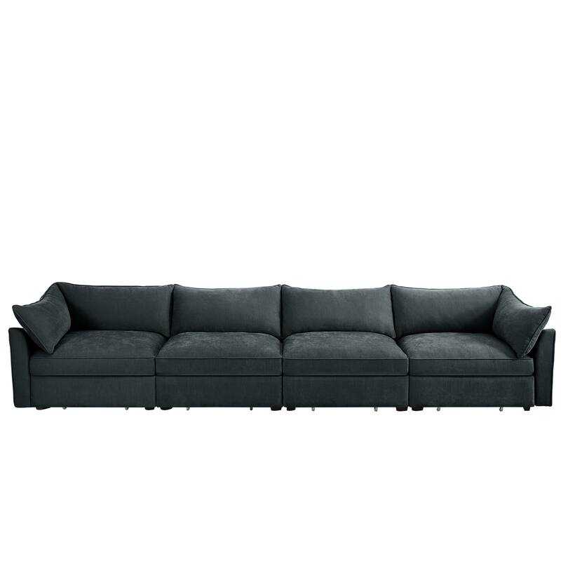 Super Large Wide & Deep Seat 4-Seater Sofa Couch with Storage Pull Out Drawer Under Each Seat