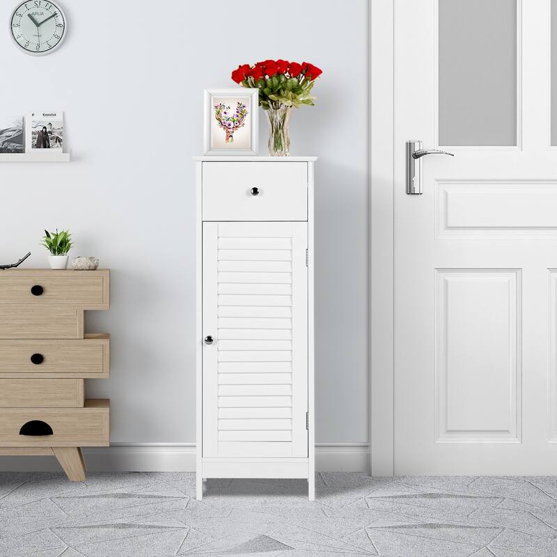 Yaheetech Bathroom Free Standing Storage Floor Cabinet with Drawers - White