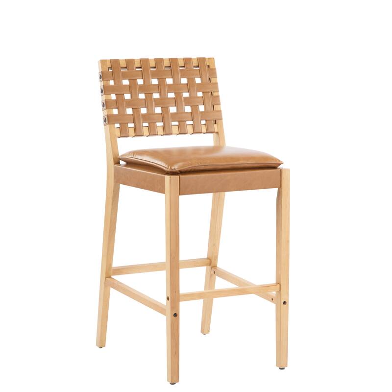 Christopher Knight Home - Rieti Industrial-Inspired Barstool Set with Crossback PU Upholstery and Wooden Frame