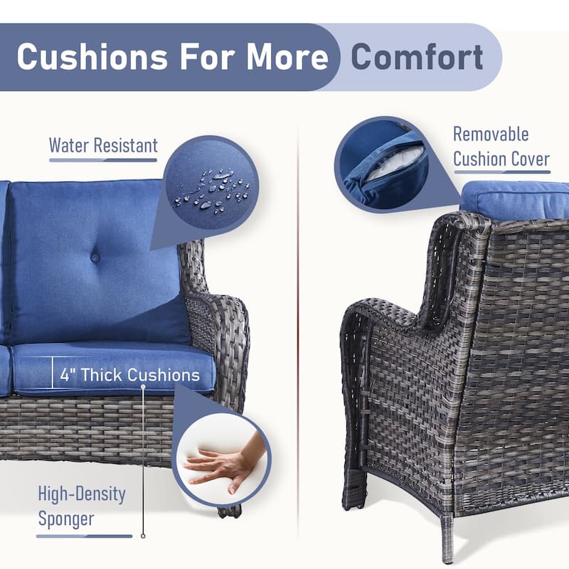 3-Seat Patio Wicker Sofa Outdoor Rattan Sofa