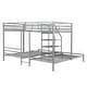 preview thumbnail 17 of 16, Metal Twin over Twin & Twin Bunk Bed, Triple Bunk Bed with Storage Shelves Staircase