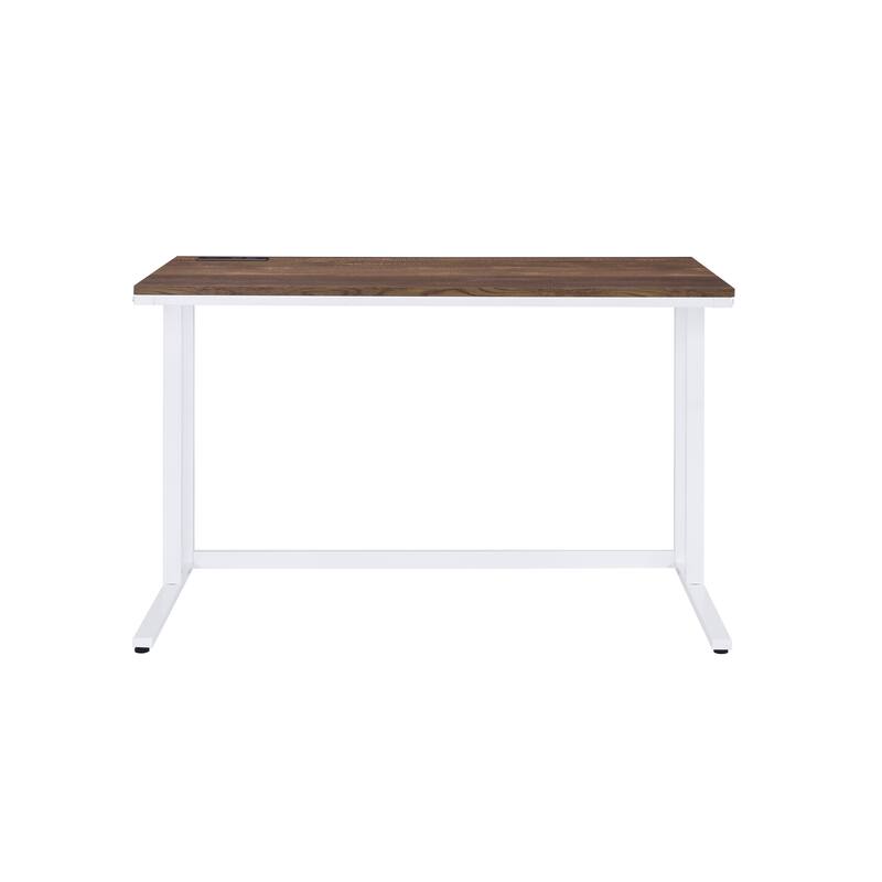 Tyrese Walnut & White Finish Writing Desk W/USB