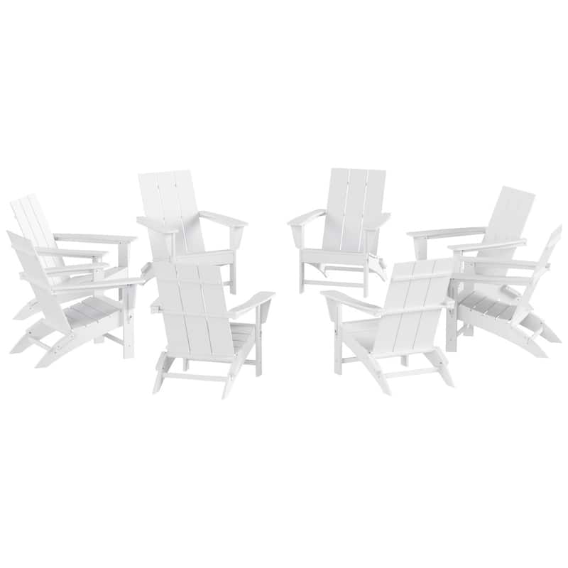 Shoreside Modern Poly Folding Eco-Friendly All Weather Adirondack Chair (Set of 8)