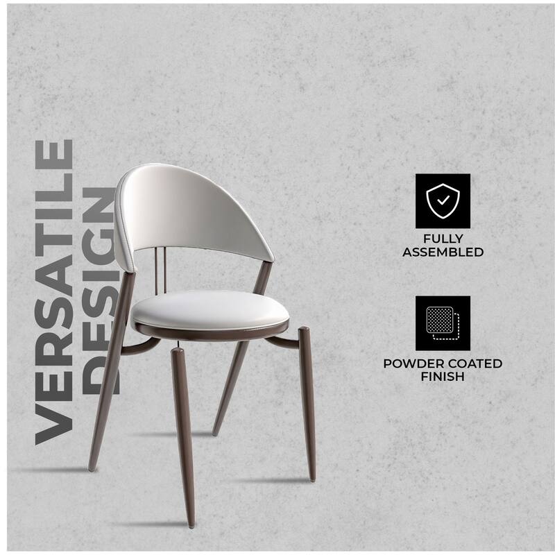 Venice Upholstered Leather Dining Chair Open Back Accent Side Chair with Iron Legs
