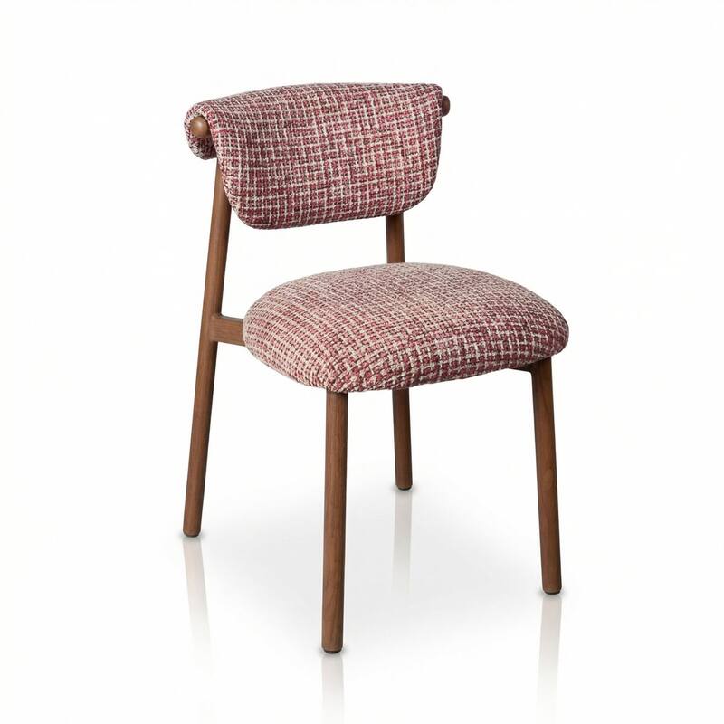 Houndstooth Upholstered Wood-look Metal Frame 2pc Dining Chairs