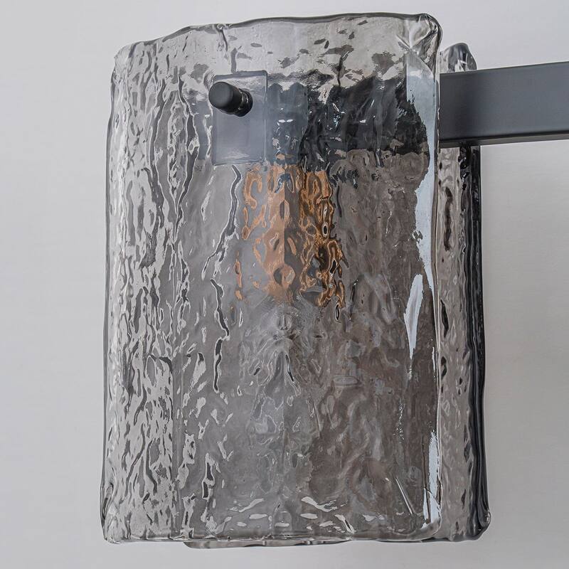 3/4-Light Textured Smoke Glass Wall Sconce — Modern Industrial Vanity Light for Bathroom