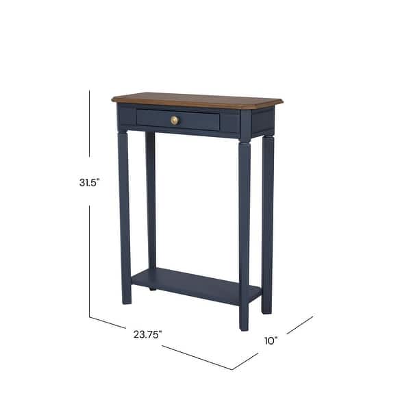 dimension image slide 1 of 3, Marnie Two-tone 1-drawer Solid Wood Console Accent Table with Shelf by East at Main