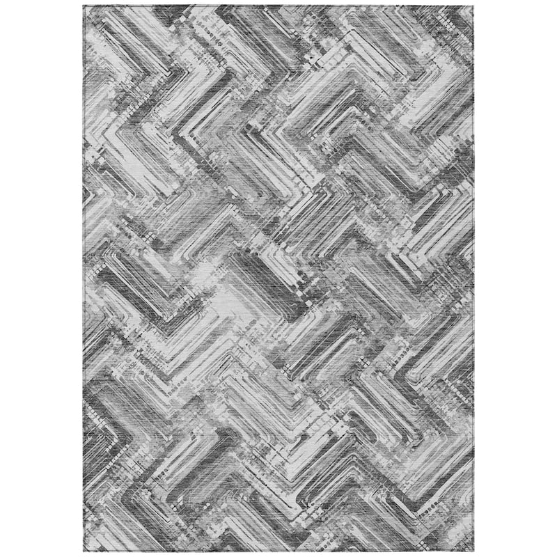 Machine Washable Indoor/ Outdoor Chantille Modern Chevron Rug