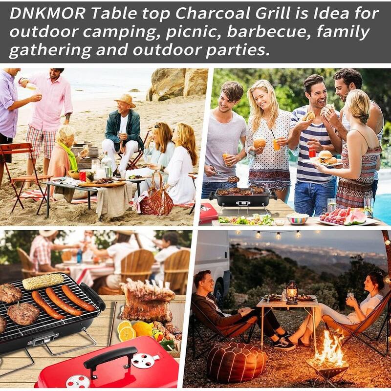 Portable Charcoal Grill, Tabletop Outdoor Barbecue Smoker