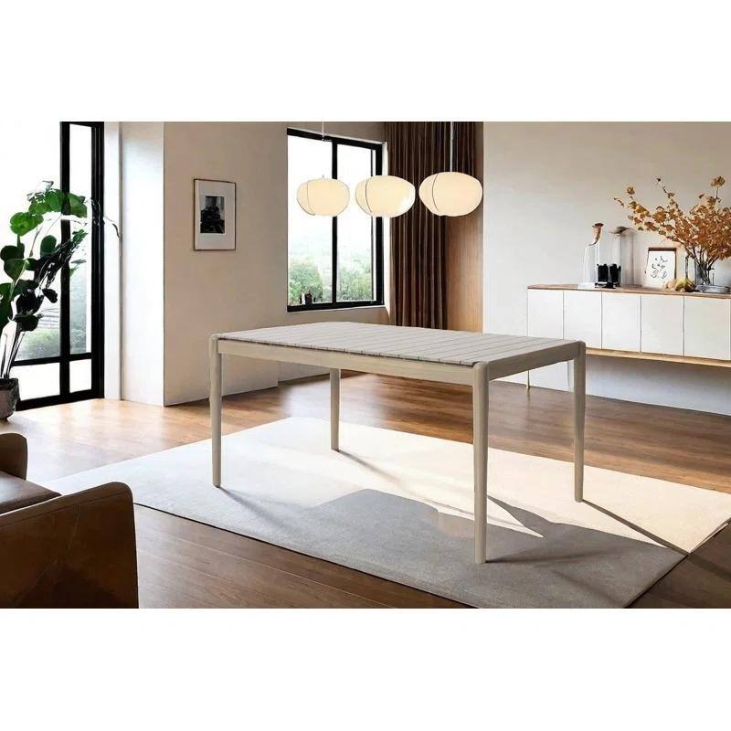 Mid Century Modern Dining Table with Eco Friendly Acacia Wood and Tool Assembly Be Used for Living Room - Brown