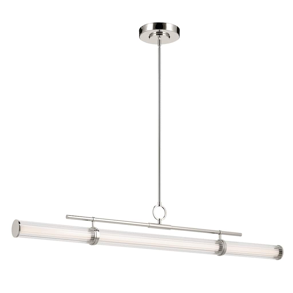 Riven 60.25 Inch LED 1 Light Linear Chandelier with Clear Fluted Glass in Polished Nickel