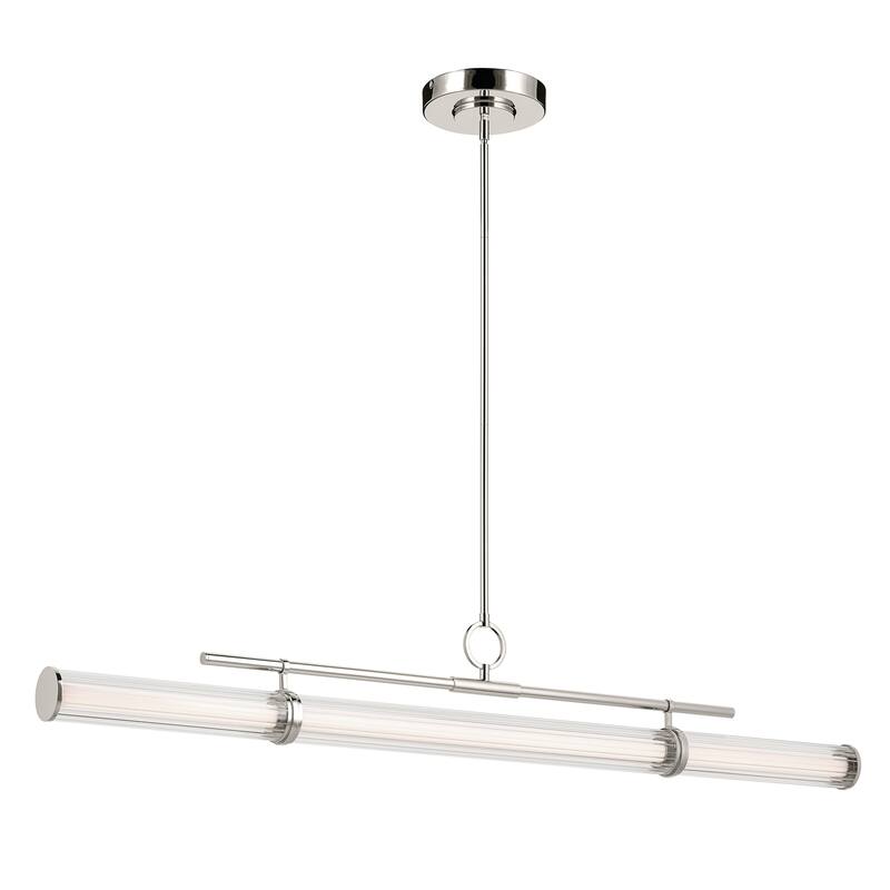 Riven 60.25 Inch LED 1 Light Linear Chandelier with Clear Fluted Glass in Polished Nickel