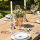 preview thumbnail 12 of 11, Wood-look PVC Patio Dining Table Steel Large Rectangular Table with Umbrella Hole