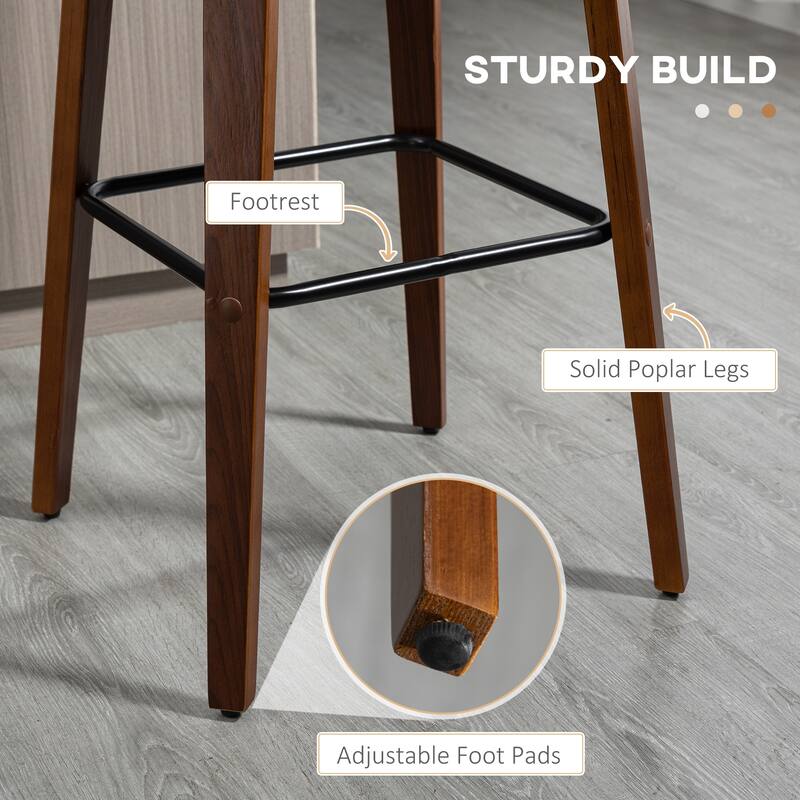 Modern Counter Height Swivel Bar Stools with Tufted Back Cushioned Seat and Footrest Support - 19" W x 20.25" D x 41.75" H