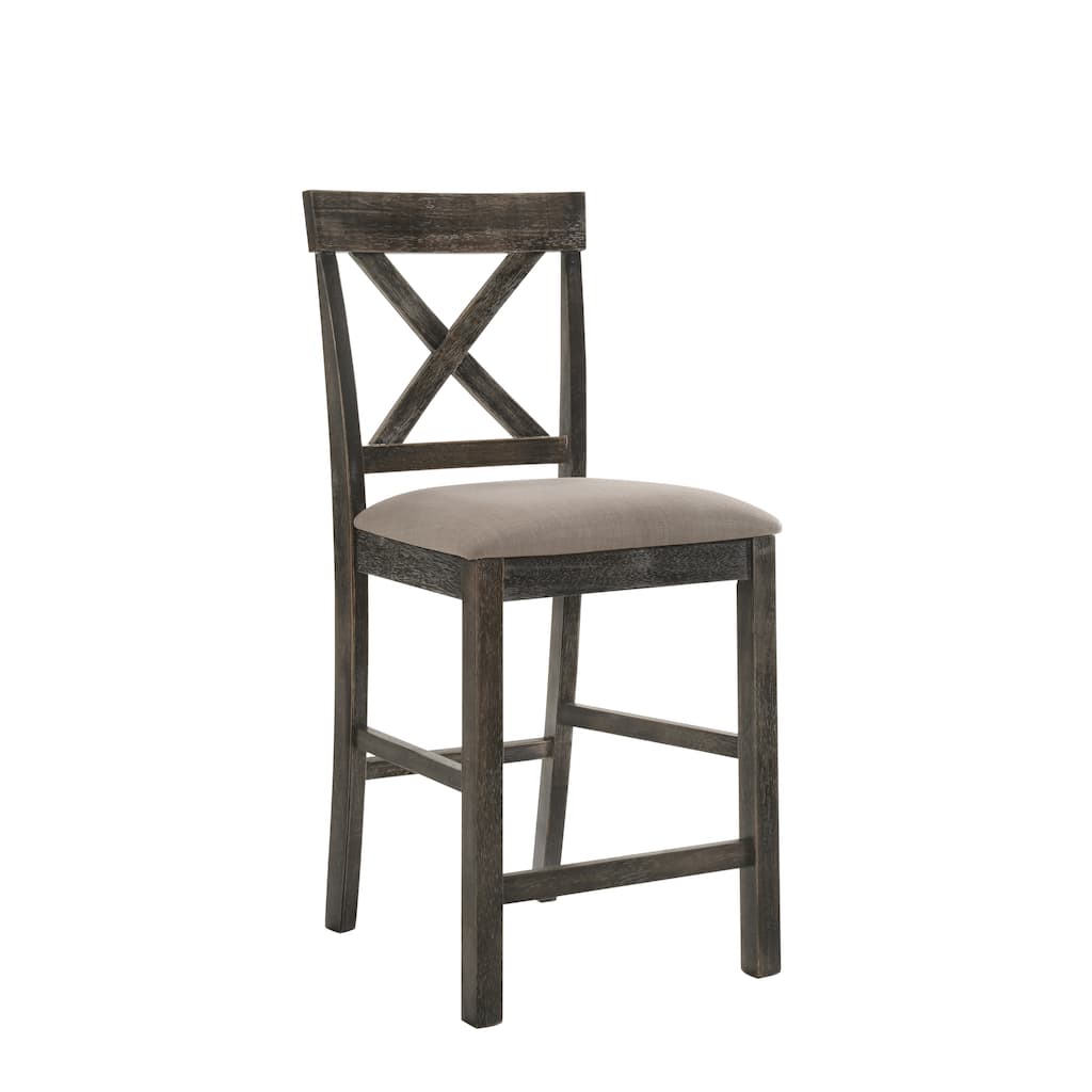 Martha II Tan Linen & Weathered Gray Finish Counter Height Chair (Set of 2)