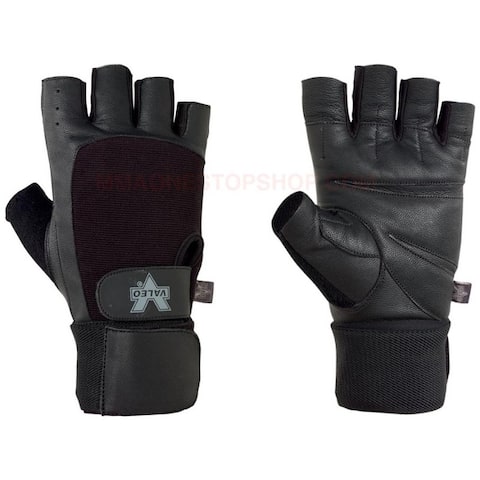 Valeo Competition Wrist Wrap Weight Lifting Gloves - Black
