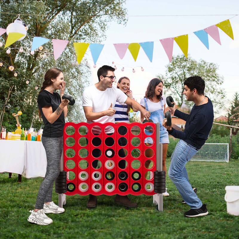 Gymax Jumbo 4-to-Score Game Set 4 in A Row Kids Adults w/ 42 Jumbo