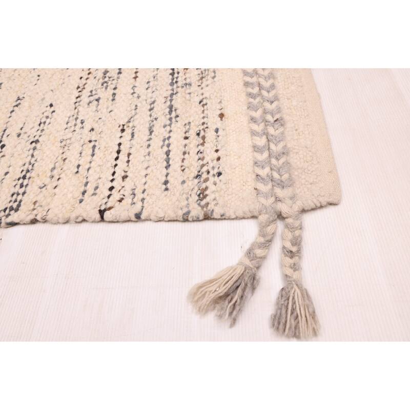 ECARPETGALLERY Hand Woven Looma Cream Wool Rug - 8'3 x 11'5