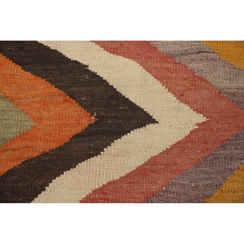 Tribal Kilim Qashqai Persian Vintage Rug Hand-Woven Wool Carpet - 6'1" x 9'2"