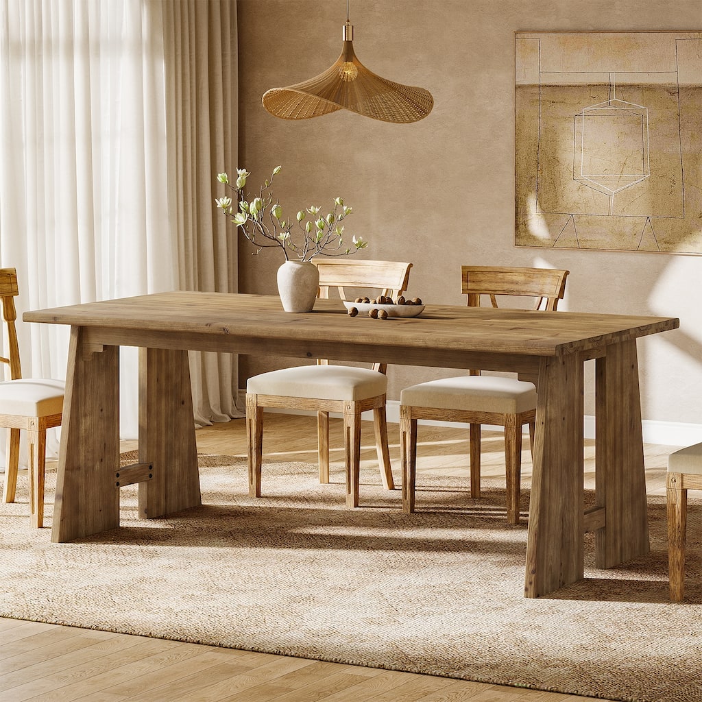 70.9" Solid Wood Kitchen Dining Table with Unique Base